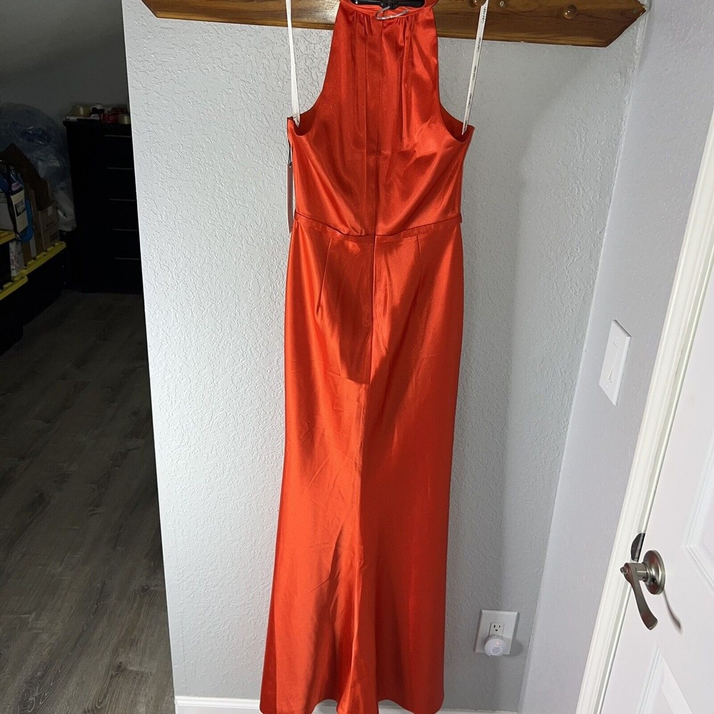 Calvin Klein NWT Elegant Long Dress SUNSET Satin Halter Gown SIZE 4 - Picture 9 of 9